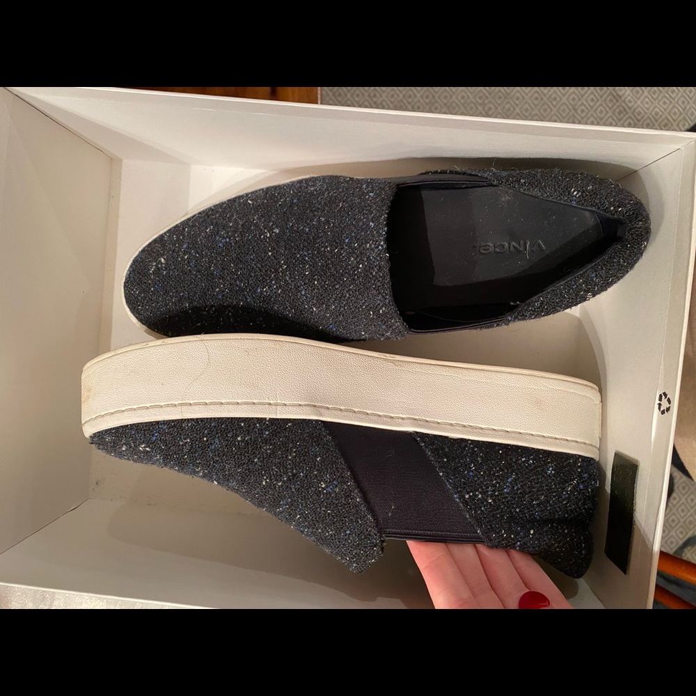 Vince navy blue slip on shoes